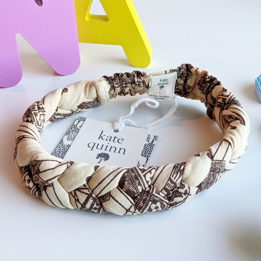 NWT Kate Quinn Skinny Braided Headband Brunette Hot Air Balloon